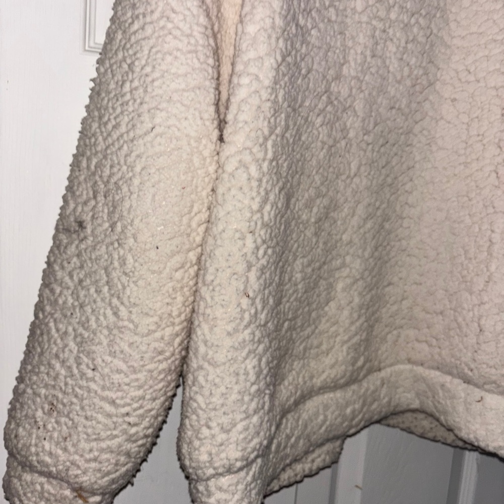 Cozy White Sherpa Jacket cream zip front me Jane brand like new - Picture 12 of 14